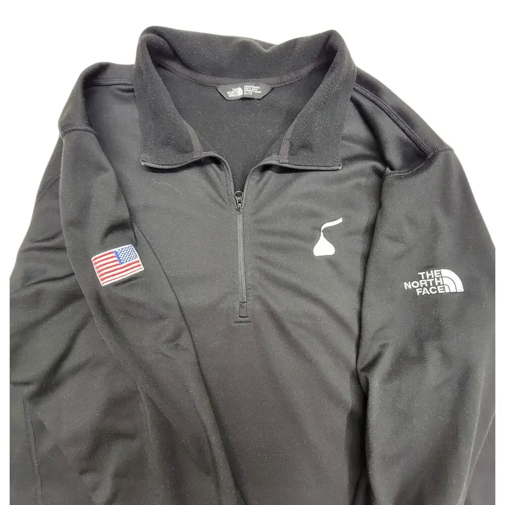 The North Face Mens XL 1/4 Zip Fleece Pullover Hershey Kiss USA Flag Black READ